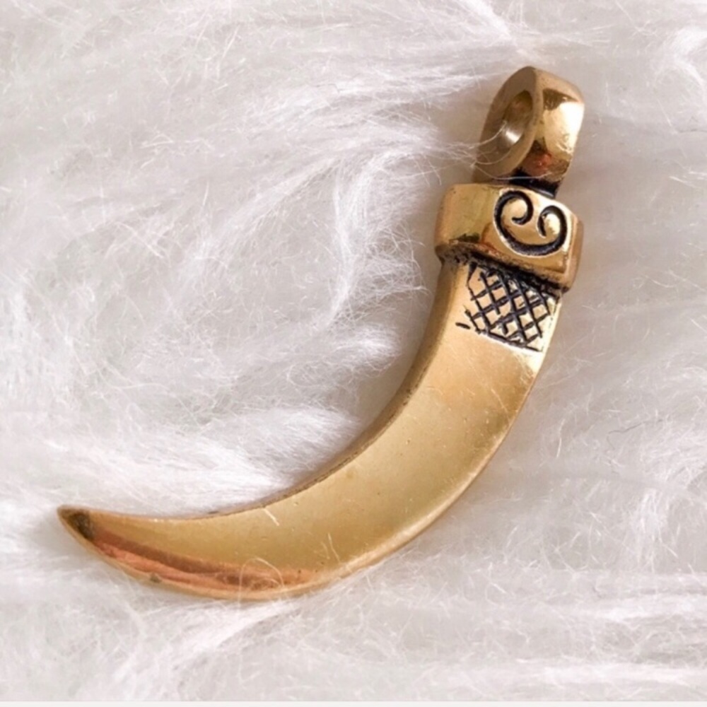 Solid Brass Horn Boho Pendant